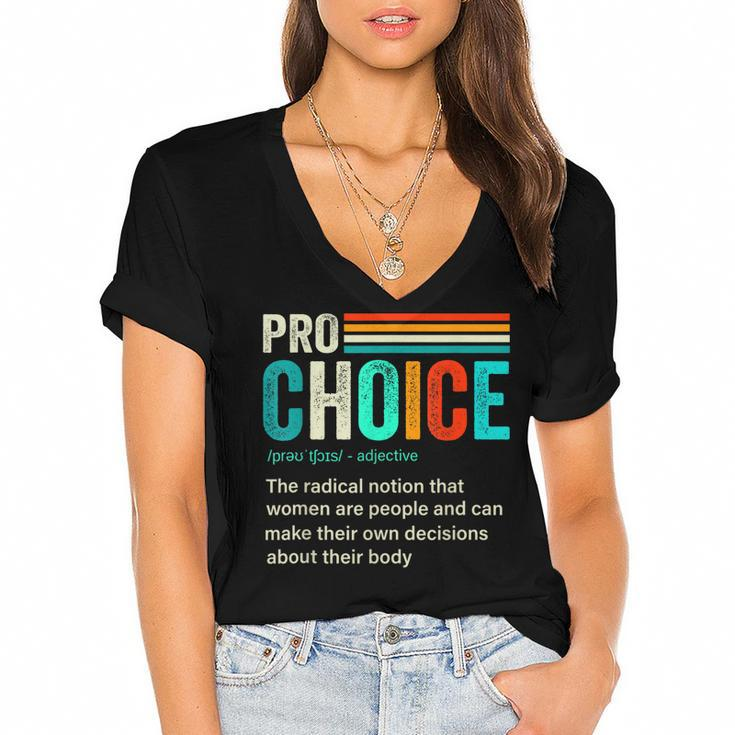 Pro Choice Definition Feminist Womens Rights Retro Vintage  Women's Jersey Short Sleeve Deep V-Neck Tshirt
