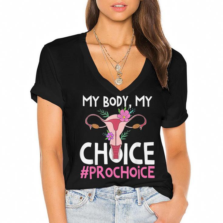 Pro Choice Support Women Abortion Right My Body My Choice  Women's Jersey Short Sleeve Deep V-Neck Tshirt