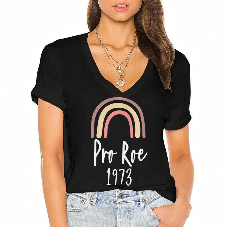 Pro Roe 1973 - Feminism Womens Rights Choice  Women's Jersey Short Sleeve Deep V-Neck Tshirt