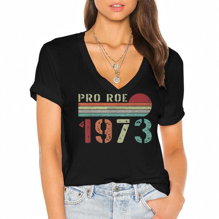Pro Roe 1973 Roe Vs Wade Pro Choice Womens Rights Retro  Women's Jersey Short Sleeve Deep V-Neck Tshirt
