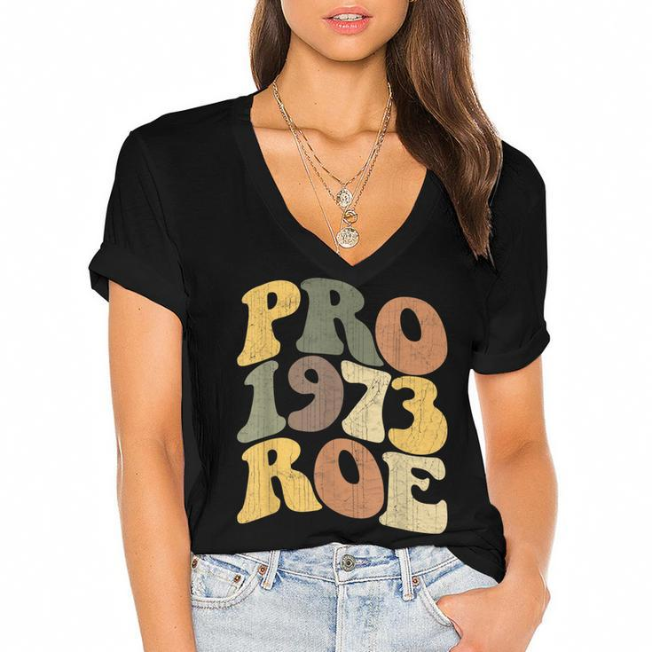 Pro Roe 1973  V8 Women's Jersey Short Sleeve Deep V-Neck Tshirt