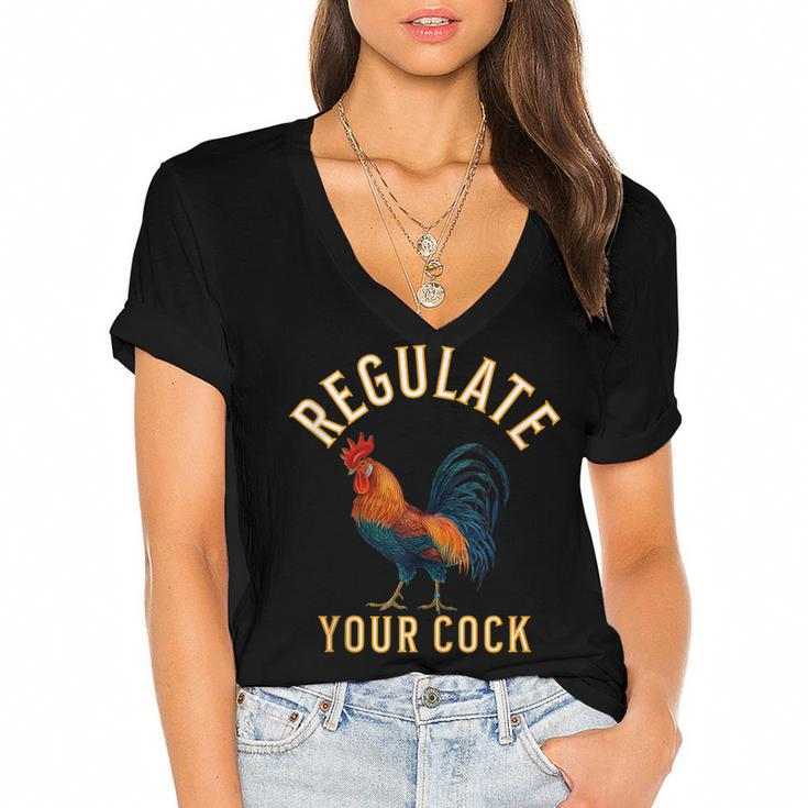 Regulate Your Cock Pro Choice Feminism Womens Rights  Women's Jersey Short Sleeve Deep V-Neck Tshirt