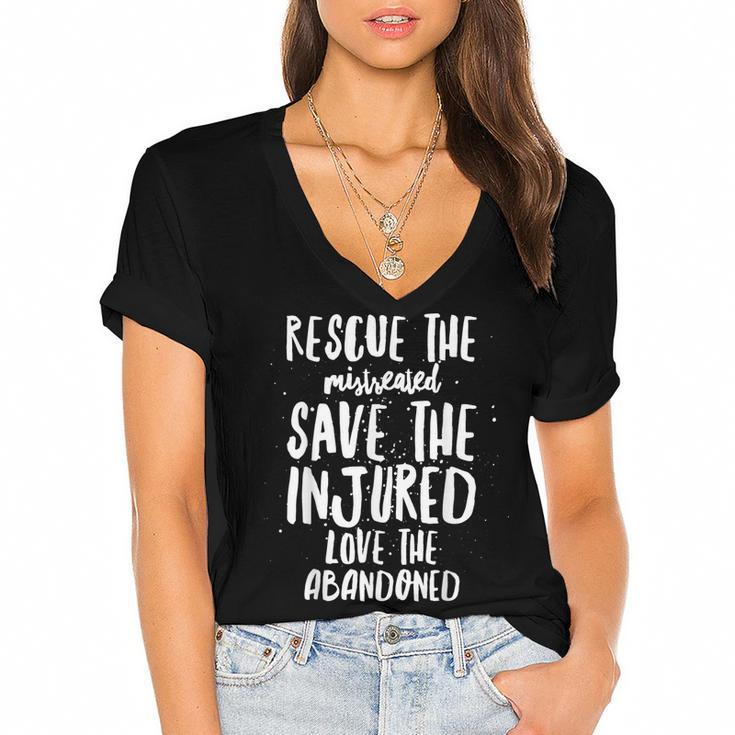 Rescue Save Love - Cute Animal Rescue Dog Cat Lovers  Women's Jersey Short Sleeve Deep V-Neck Tshirt