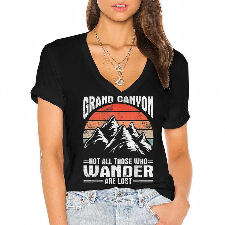 Retro Arizona Hiking Grand Canyon National Park Grand Canyon  Women's Jersey Short Sleeve Deep V-Neck Tshirt