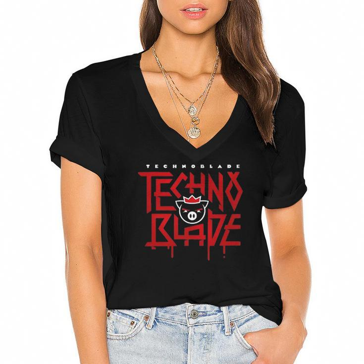 Rip Technoblade  Technoblade Never Dies  Technoblade Memorial Gift Women's Jersey Short Sleeve Deep V-Neck Tshirt
