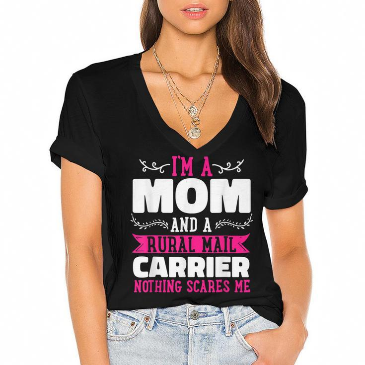 Rural Carriers Mom Mail Postal Worker Postman Mothers Day  Women's Jersey Short Sleeve Deep V-Neck Tshirt