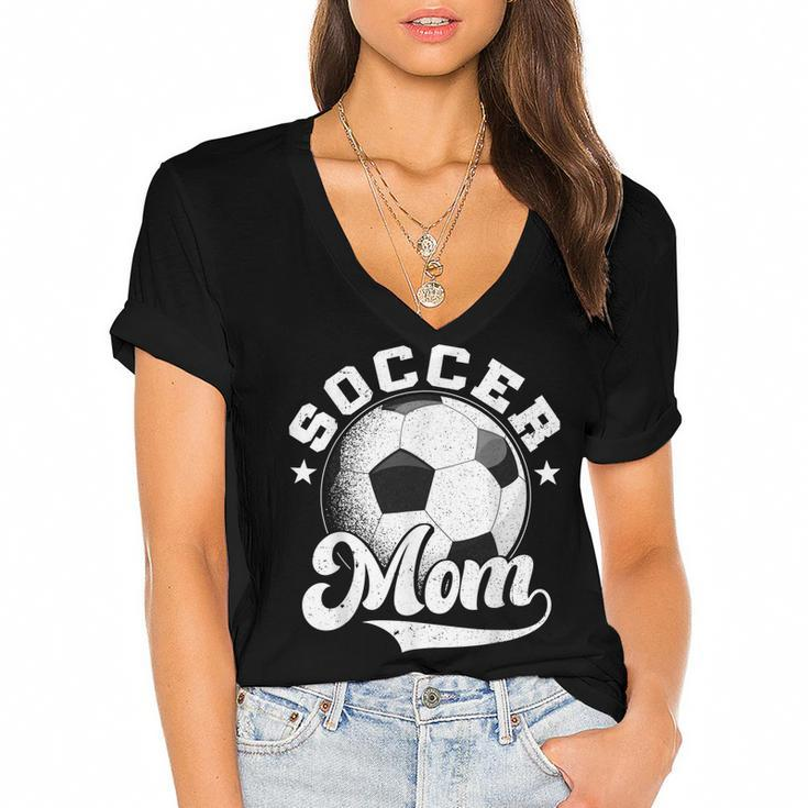 Soccer Mom Vintage Funny Soccer Mom  Mothers Day 2022  Women's Jersey Short Sleeve Deep V-Neck Tshirt