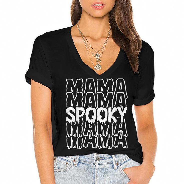 Spooky Mama Halloween Family Matching  V2 Women's Jersey Short Sleeve Deep V-Neck Tshirt