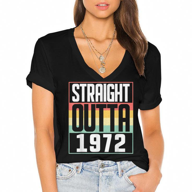 Straight Outta 1972 50Th Birthday 50 Years Old Men And Women  Women's Jersey Short Sleeve Deep V-Neck Tshirt