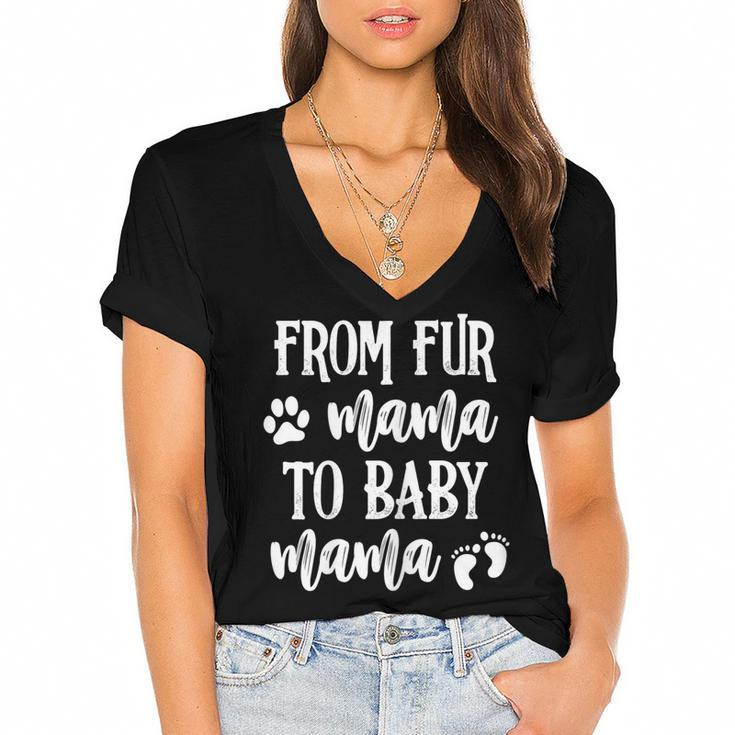 Womens From Fur Mama To Baby Mama Pregnant Dog Lover New Mom Mother  V2 Women's Jersey Short Sleeve Deep V-Neck Tshirt