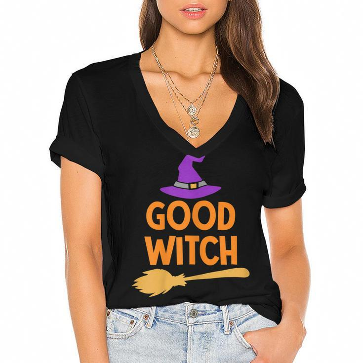 Womens Good Witch Women Halloween  Funny Witch Halloween  Women's Jersey Short Sleeve Deep V-Neck Tshirt
