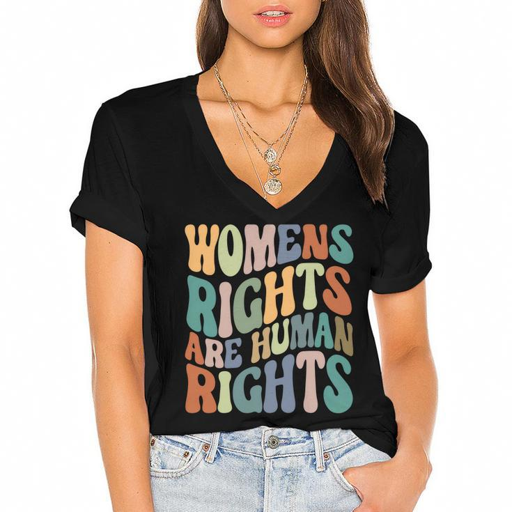 Womens Rights Are Human Rights Hippie Style Pro Choice V2 Women's Jersey Short Sleeve Deep V-Neck Tshirt