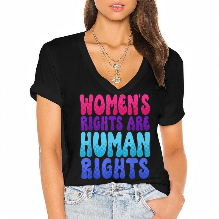 Womens Rights Are Human Rights Womens Pro Choice  Women's Jersey Short Sleeve Deep V-Neck Tshirt