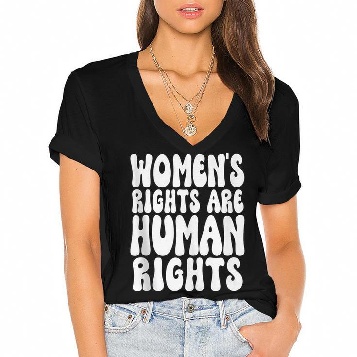 Womens Rights Are Human Rights Womens Pro Choice  Women's Jersey Short Sleeve Deep V-Neck Tshirt