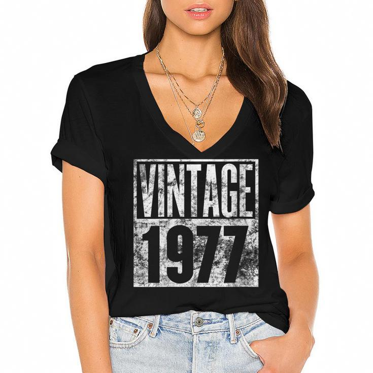 Womens Vintage 1977 45Th Birthday  Women's Jersey Short Sleeve Deep V-Neck Tshirt