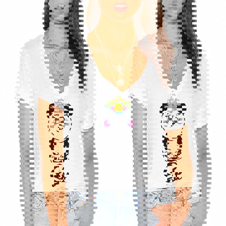 6 Year Old Gifts Cute Panda Birthday Girl 6Th Birthday Funny Women's Jersey Short Sleeve Deep V-Neck Tshirt 6 Year Old Gifts Cute Panda Birthday Girl 6Th Birthday Funny Women's Jersey Short Sleeve Deep V-Neck Tshirt