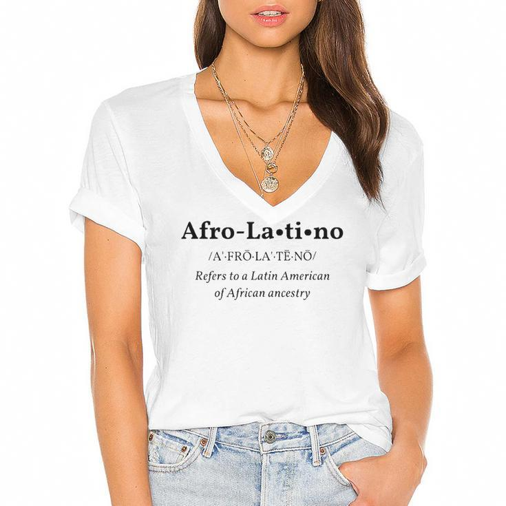 Afro Latino Dictionary Style Definition Tee Women's Jersey Short Sleeve Deep V-Neck Tshirt
