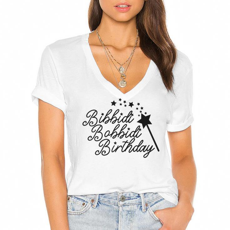 Bibbidi Bobbidi Birthday Magic Gift For Women N Girl Kid  Women's Jersey Short Sleeve Deep V-Neck Tshirt