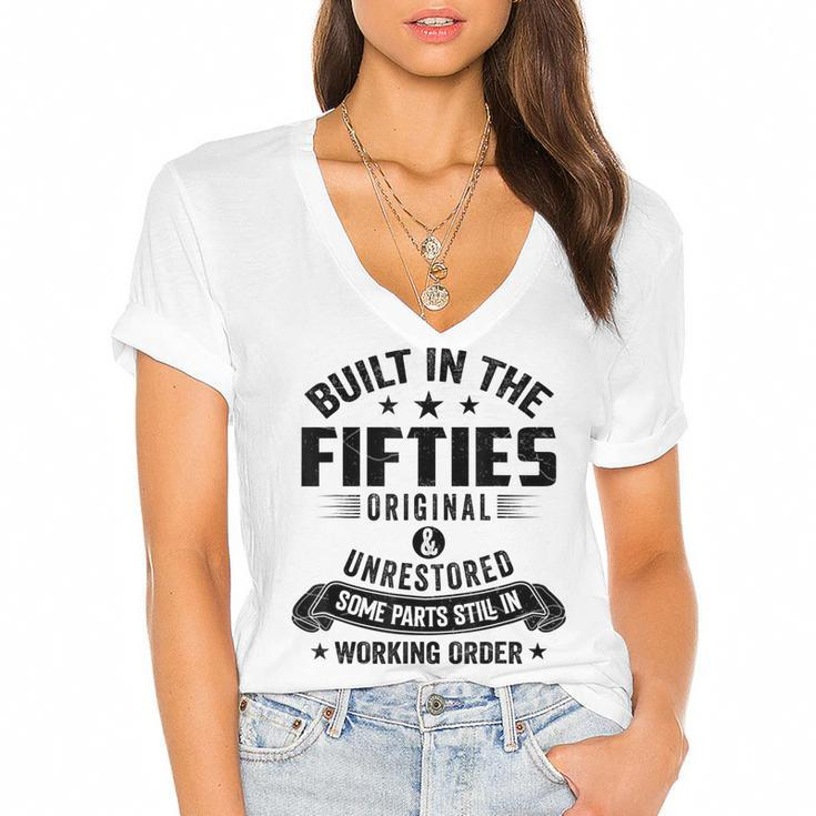 Built In The Fifties Built In The 50S Birthday  Women's Jersey Short Sleeve Deep V-Neck Tshirt