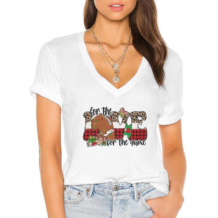 Christmas Football For The Love Of The Game Women's Jersey Short Sleeve Deep V-Neck Tshirt