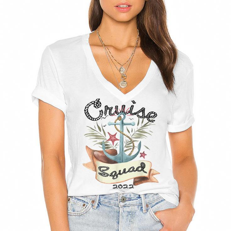 Cruise Squad 2022  Family Cruise Trip Vacation Holiday  Women's Jersey Short Sleeve Deep V-Neck Tshirt