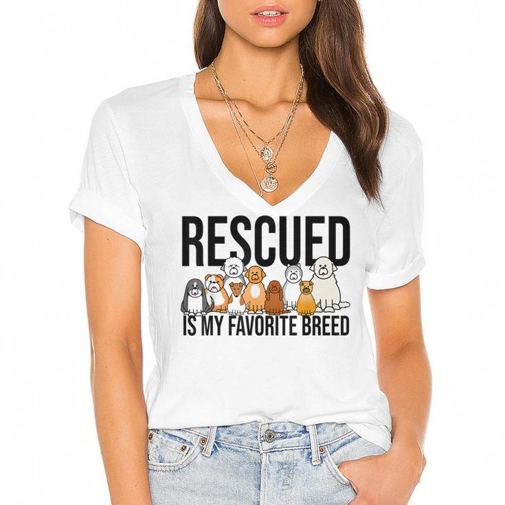 Dog Lovers  For Women Men Kids - Rescue Dog  Boy  Women's Jersey Short Sleeve Deep V-Neck Tshirt