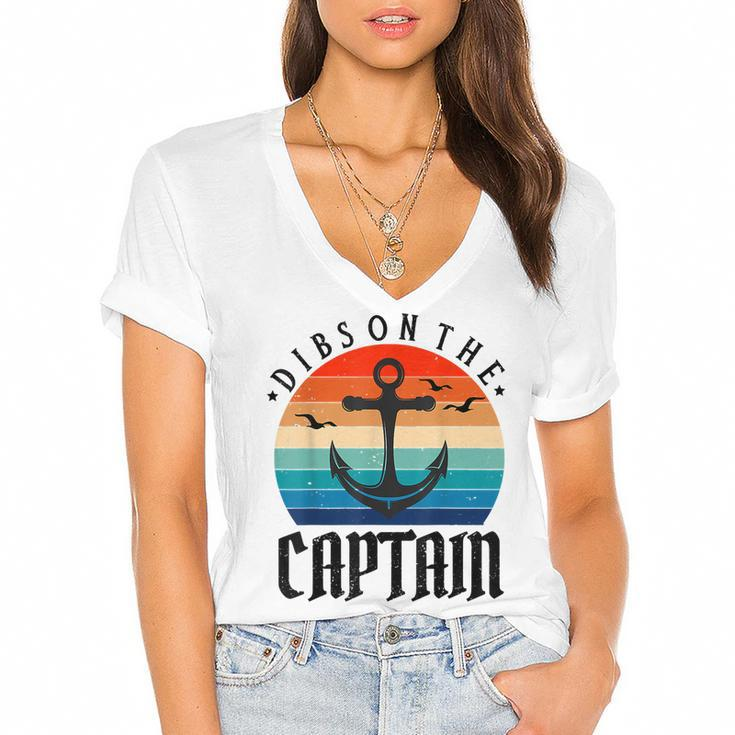 Funny Captain Wife Dibs On The Captain  V11 Women's Jersey Short Sleeve Deep V-Neck Tshirt