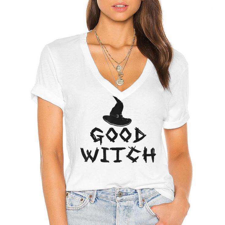 Funny Good Witch Halloween Mom Custome Women's Jersey Short Sleeve Deep V-Neck Tshirt