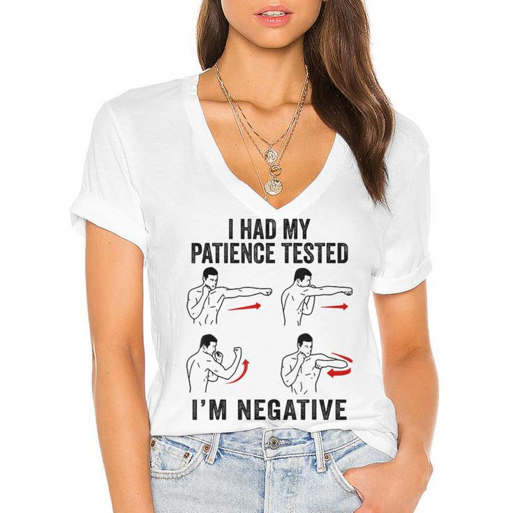 I Had My Patience Tested Im Negative Coworker Funny Sarcasm  Women's Jersey Short Sleeve Deep V-Neck Tshirt