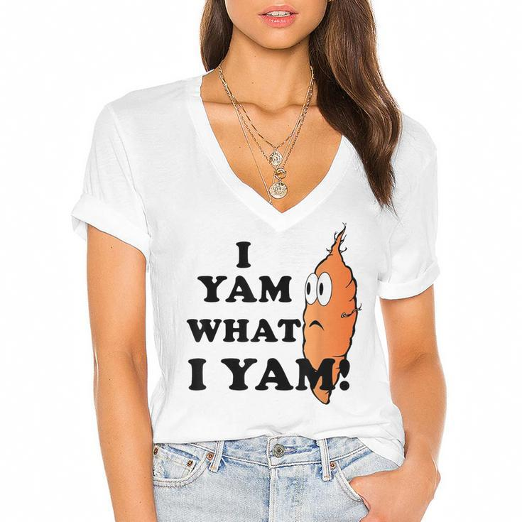 I Yam What I Yam Classic Gift For Men Women  Women's Jersey Short Sleeve Deep V-Neck Tshirt