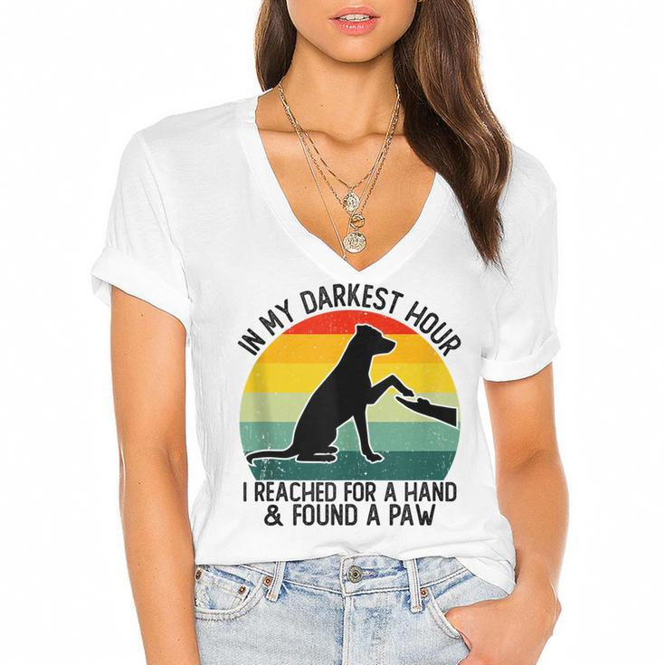 In My Darkest Hour I Reached For A Hand And Found A Paw  Women's Jersey Short Sleeve Deep V-Neck Tshirt