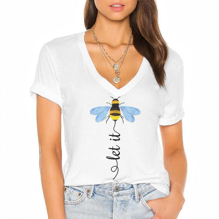 Let It Bee Art Bee Whisperer  Women's Jersey Short Sleeve Deep V-Neck Tshirt