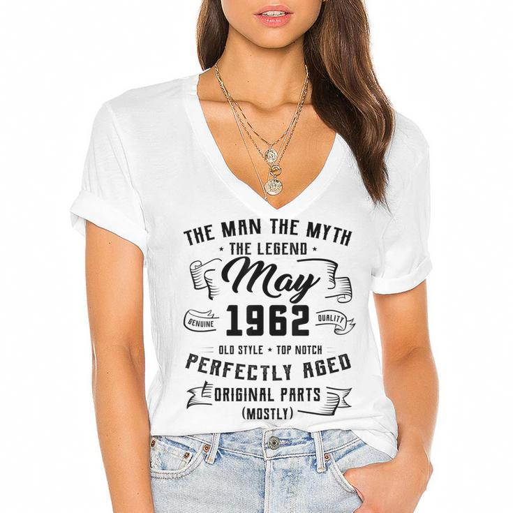 Man Myth Legend May 1962 60Th Birthday Gift 60 Years Old  Women's Jersey Short Sleeve Deep V-Neck Tshirt