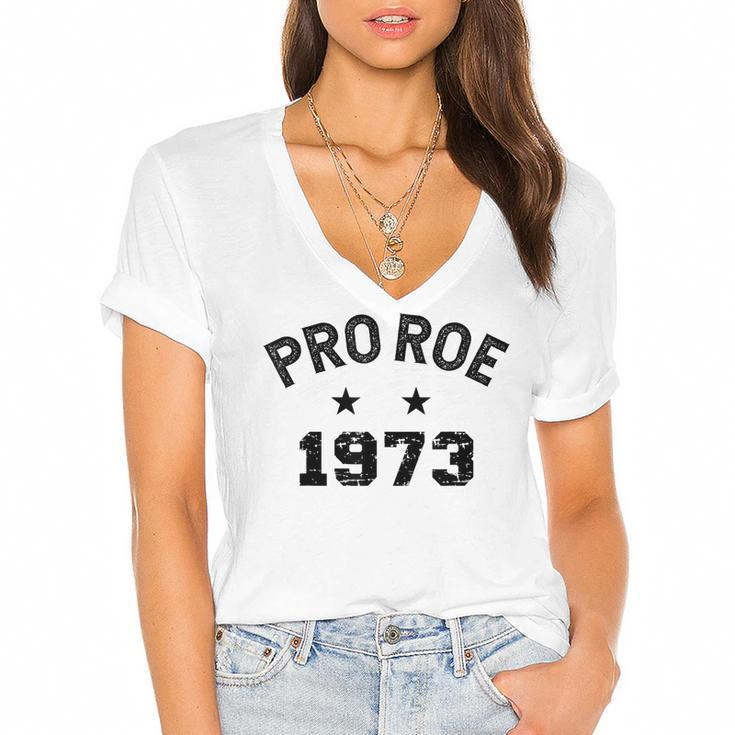 Pro Roe 1973 Distressed  V2 Women's Jersey Short Sleeve Deep V-Neck Tshirt