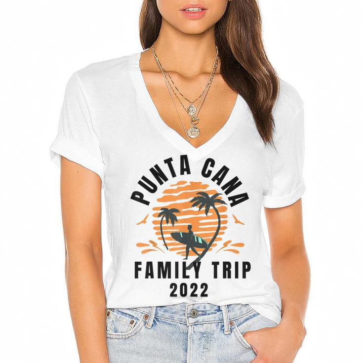 Punta Cana Family Vacation 2022 Matching Dominican Republic  V3 Women's Jersey Short Sleeve Deep V-Neck Tshirt