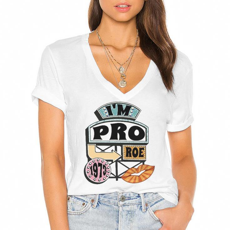 Reproductive Rights Pro Roe Pro Choice Mind Your Own Uterus Retro Women's Jersey Short Sleeve Deep V-Neck Tshirt