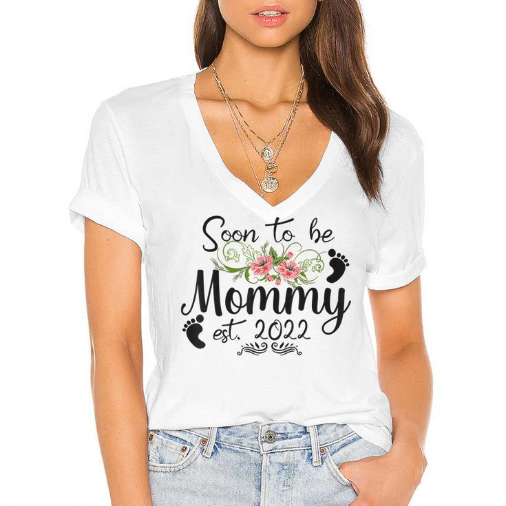 Soon To Be Mommy 2022 Mothers Day First Time Mom Pregnancy  Women's Jersey Short Sleeve Deep V-Neck Tshirt