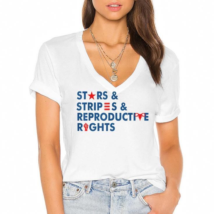 Stars & Stripes & Reproductive Rights 4Th Of July  V5 Women's Jersey Short Sleeve Deep V-Neck Tshirt