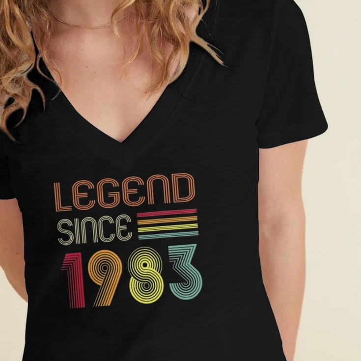 39 Year Old Gifts Legend Since 1983 39Th Birthday Retro Women's Jersey Short Sleeve Deep V-Neck Tshirt