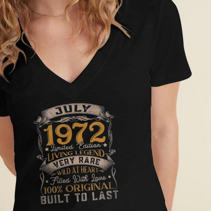 50 Years Old Vintage July 1972 Limited Edition 50Th Birthday Women's Jersey Short Sleeve Deep V-Neck Tshirt