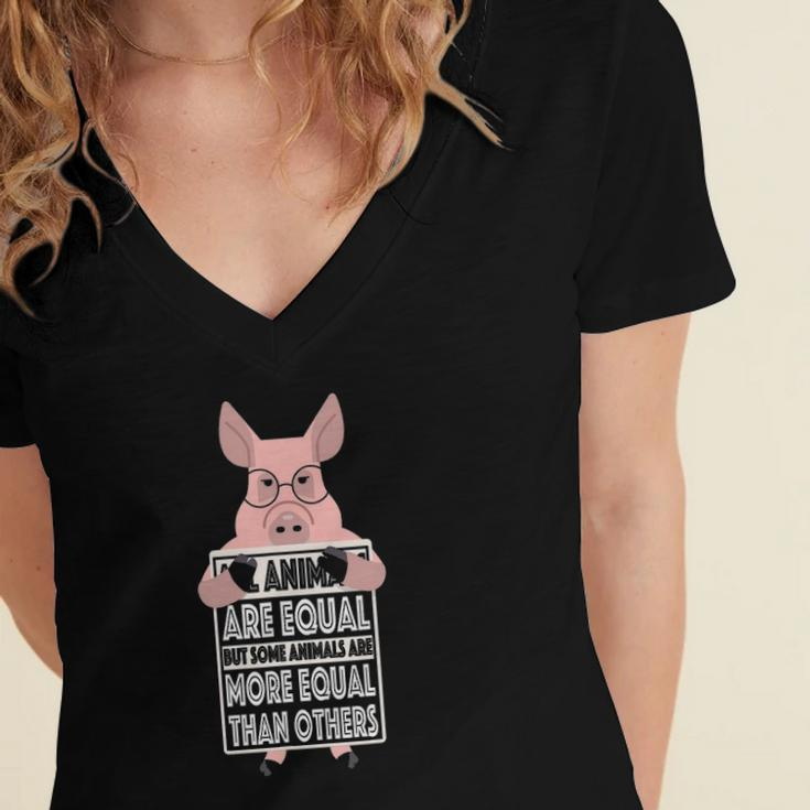 All Animals Are Equal Some Animals Are More Equal Women's Jersey Short Sleeve Deep V-Neck Tshirt