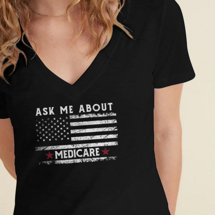 Ask Me About Medicare Health Insurance Consultant Agent Cool Women's Jersey Short Sleeve Deep V-Neck Tshirt