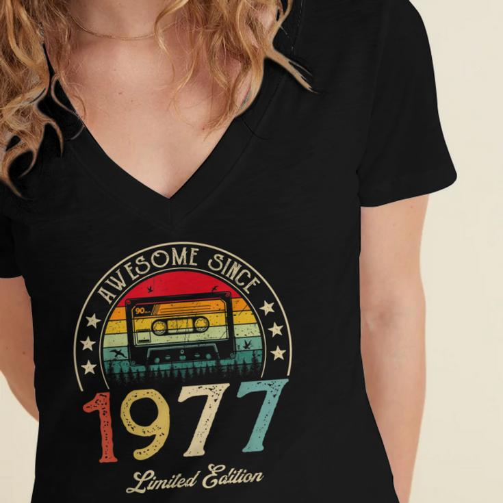 Awesome Since 1977 Vintage 1977 45Th Birthday 45 Years Old Women's Jersey Short Sleeve Deep V-Neck Tshirt