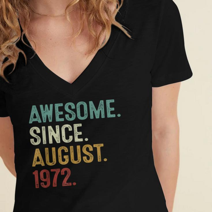 Awesome Since August 1972 50 Years Old 50Th Birthday  Women's Jersey Short Sleeve Deep V-Neck Tshirt