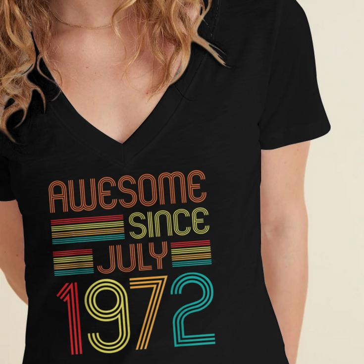 Awesome Since July 1972 Vintage 50Th Birthday 50 Years Old Women's Jersey Short Sleeve Deep V-Neck Tshirt