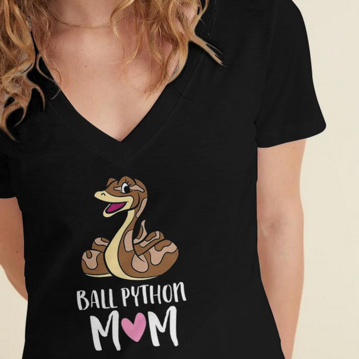 Funny Ball Python Mom Snake Ball Python Women's Jersey Short Sleeve Deep V-Neck Tshirt