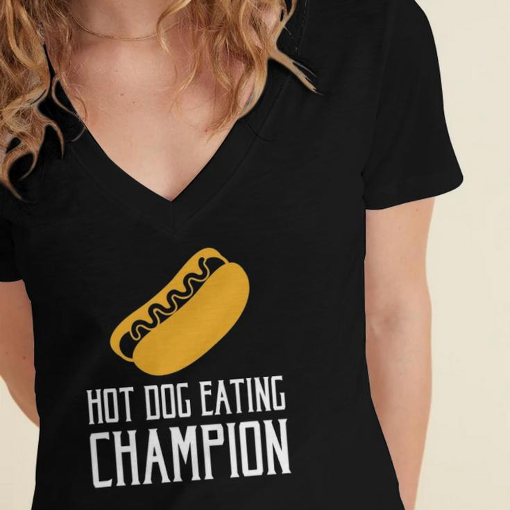 Hot Dog Eating Champion Fast Food Women's Jersey Short Sleeve Deep V-Neck Tshirt