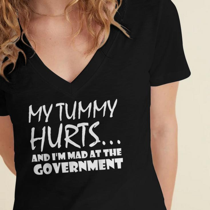 Mens My Tummy Hurts And Im Mad At Government Quote Funny Meme Women's Jersey Short Sleeve Deep V-Neck Tshirt