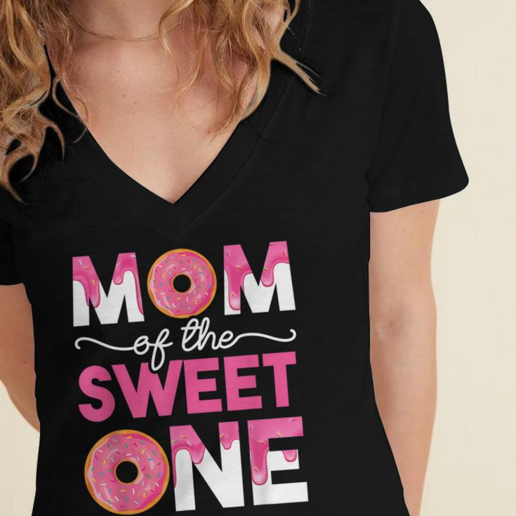 Mother Mama Mommy Family Matching Mom Of The Sweet One Women's Jersey Short Sleeve Deep V-Neck Tshirt