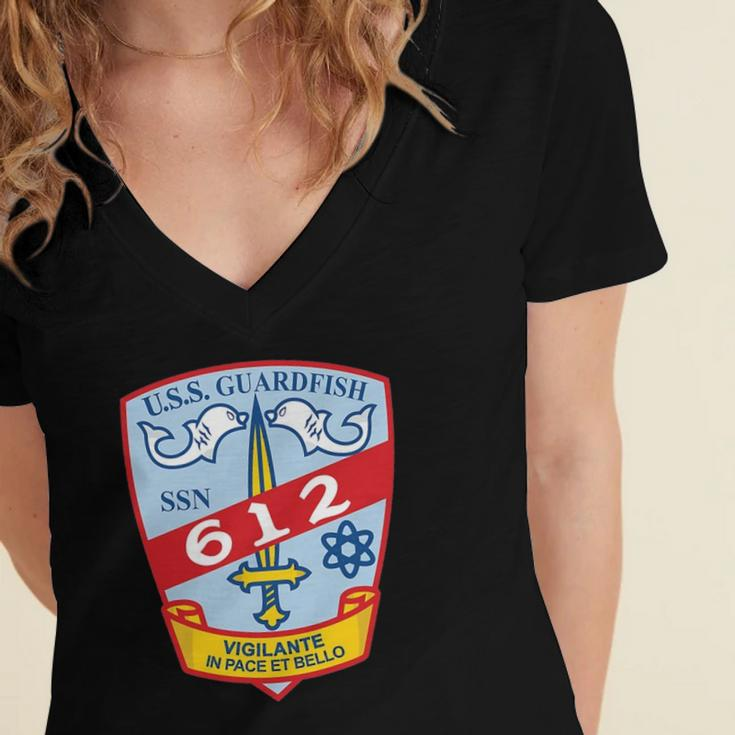 Uss Guardfish Ssn-612 United States Navy Women's Jersey Short Sleeve Deep V-Neck Tshirt